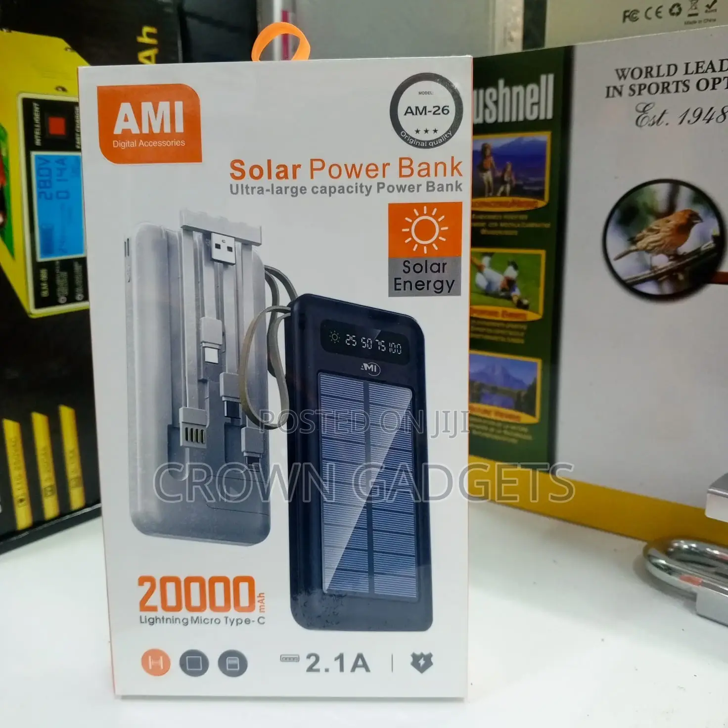 Ami Am-26 20000mah Solar Power Bank With Led Flashlight