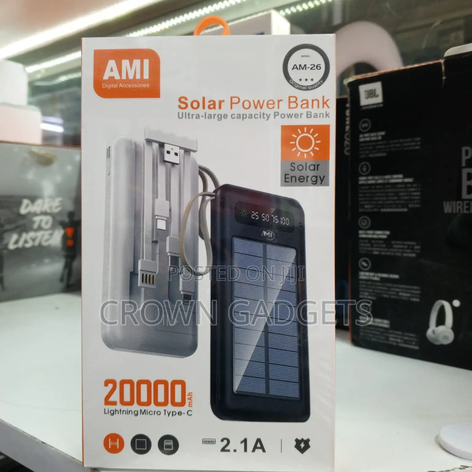 Ami Am-26 Solar Charger 20000mah With Type-C Micro Input