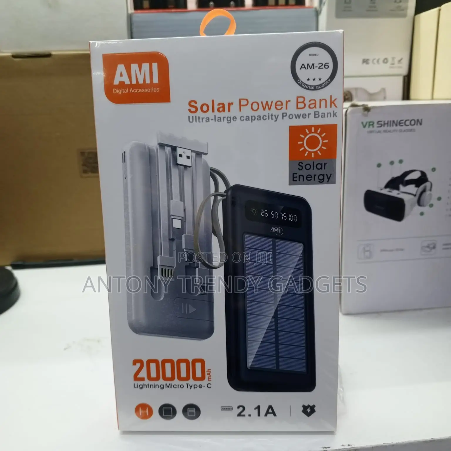 Ami Am-26 Solar Power Bank 20000mah With Dual Usb Output