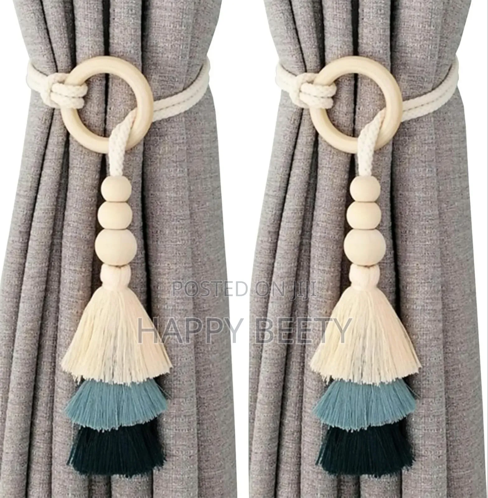 *2pcs Tassel Curtain Tie Backs Wooden Bead Curtain Tiebacks