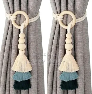 *2pcs Tassel Curtain Tie Backs Wooden Bead Curtain Tiebacks