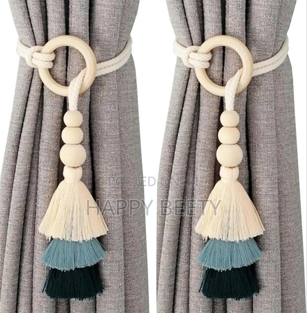 *2pcs Tassel Curtain Tie Backs Wooden Bead Curtain Tiebacks - thumbnail 3