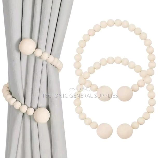 *2pcs Magnetic Wooden Beads Curtain Holders - thumbnail 3