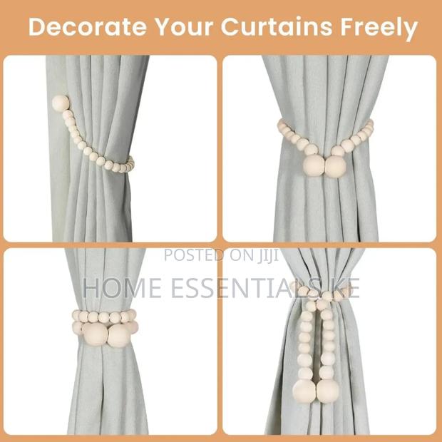 *2pcs Magnetic Wooden Beads Curtain Holders - thumbnail 3
