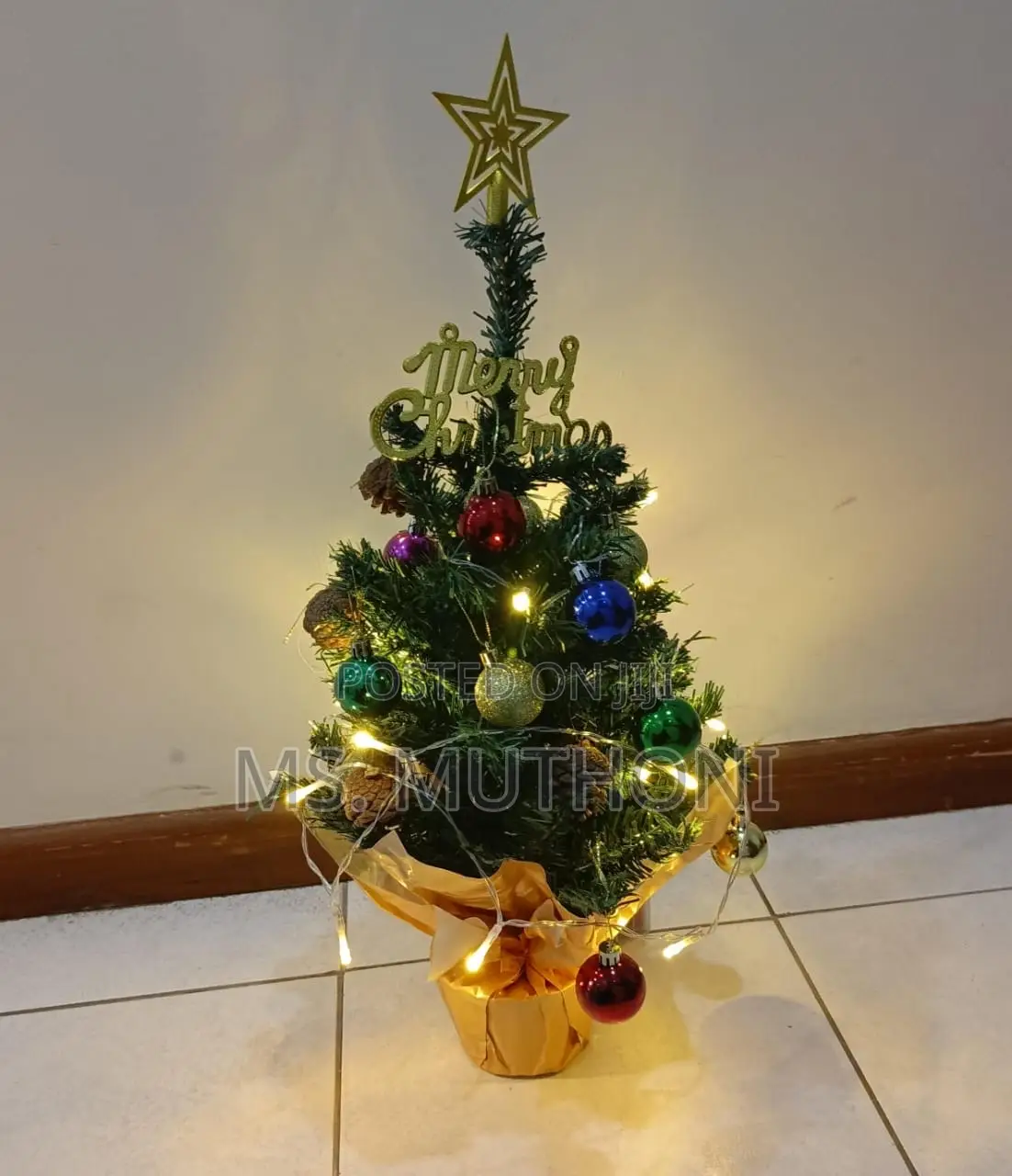 45 Cm Mini Christmas Tree for Table / Counter , Decorated Lit