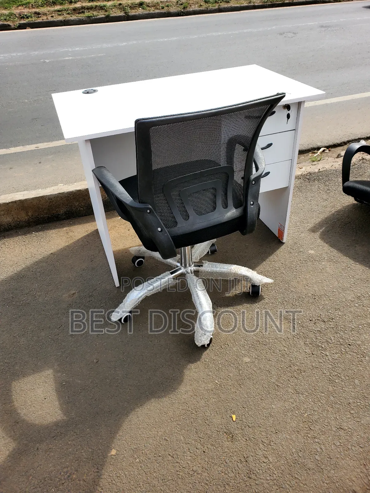 White Desk and Swivel Chair
