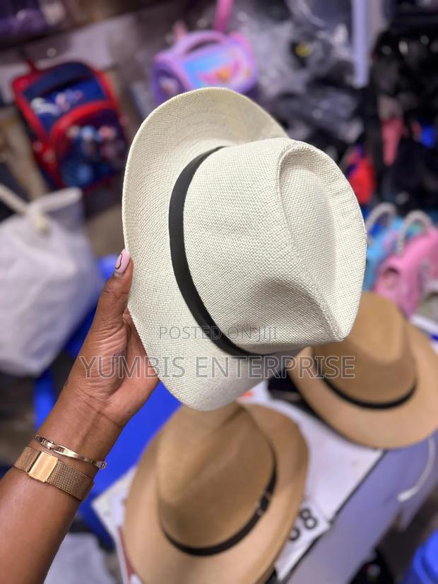 Cream White Men's Straw Panama Hat - main view