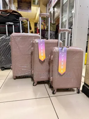Size 3 3 in 1 Rubber Unbreakable Suitcase Set in Rose Gold