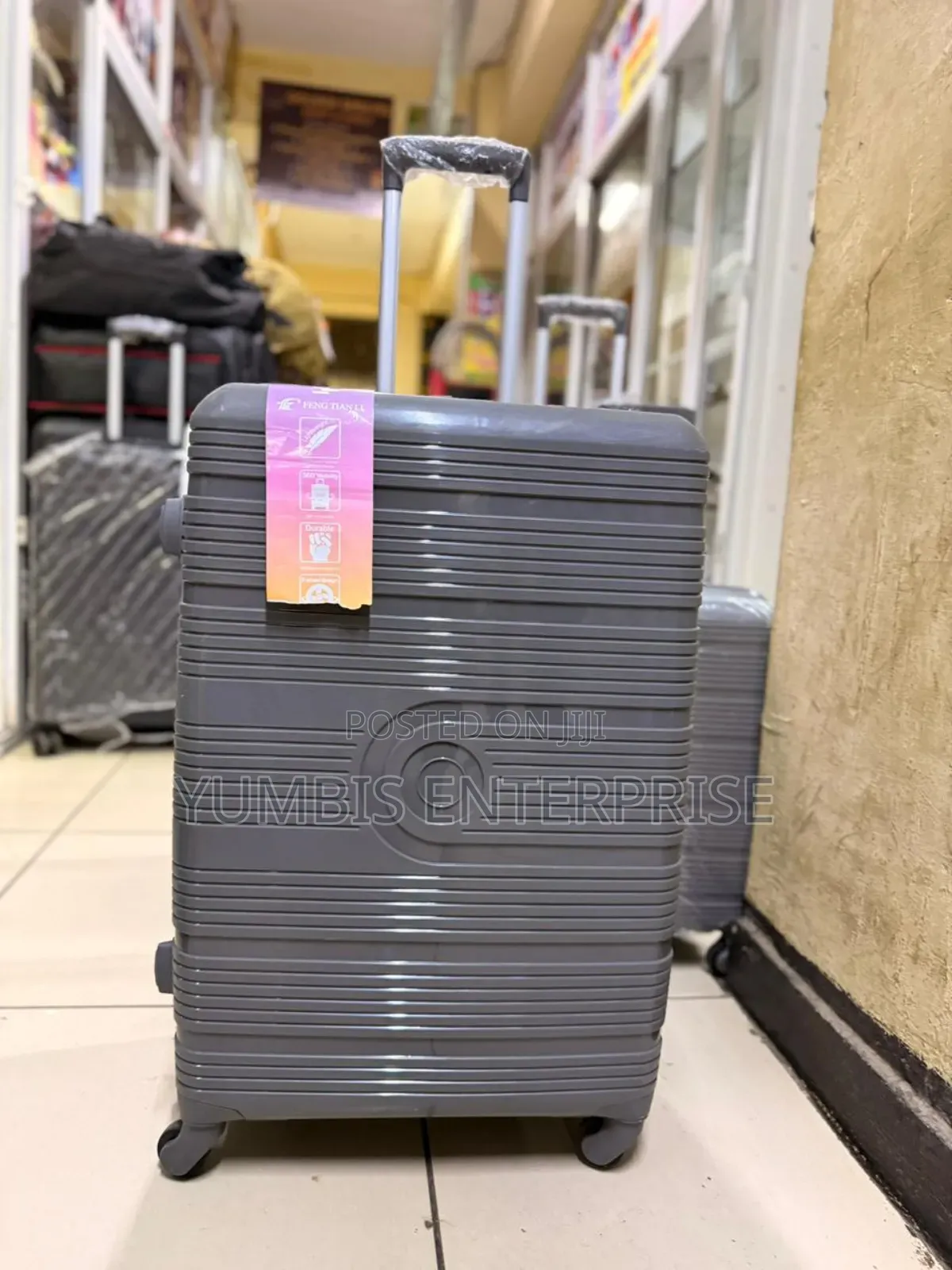 Large Grey Rubber Suitcase Height 63cm(23kgs Capacity)At3800