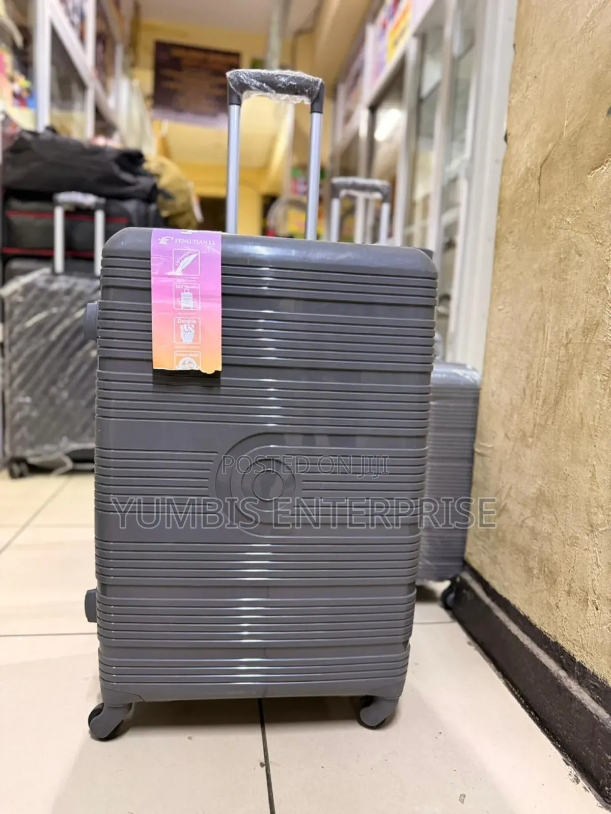 Large Grey Rubber Suitcase Height 63cm(23kgs Capacity)At3800