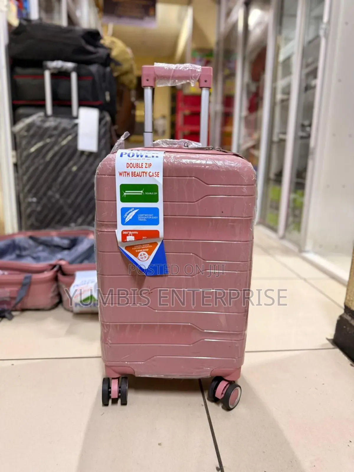 Small Size Pink Rubber Suitcase 1pc in 48cm Height (7kg Hand Luggage
