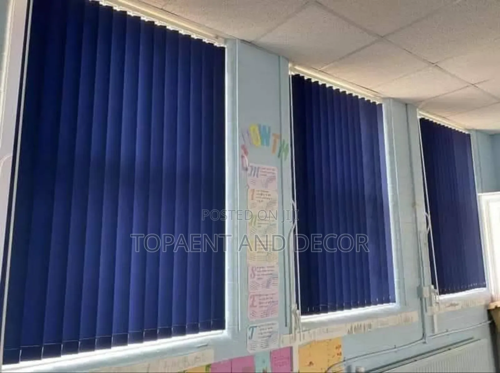 Stylish Navy Blue Vertical Office Window Blinds