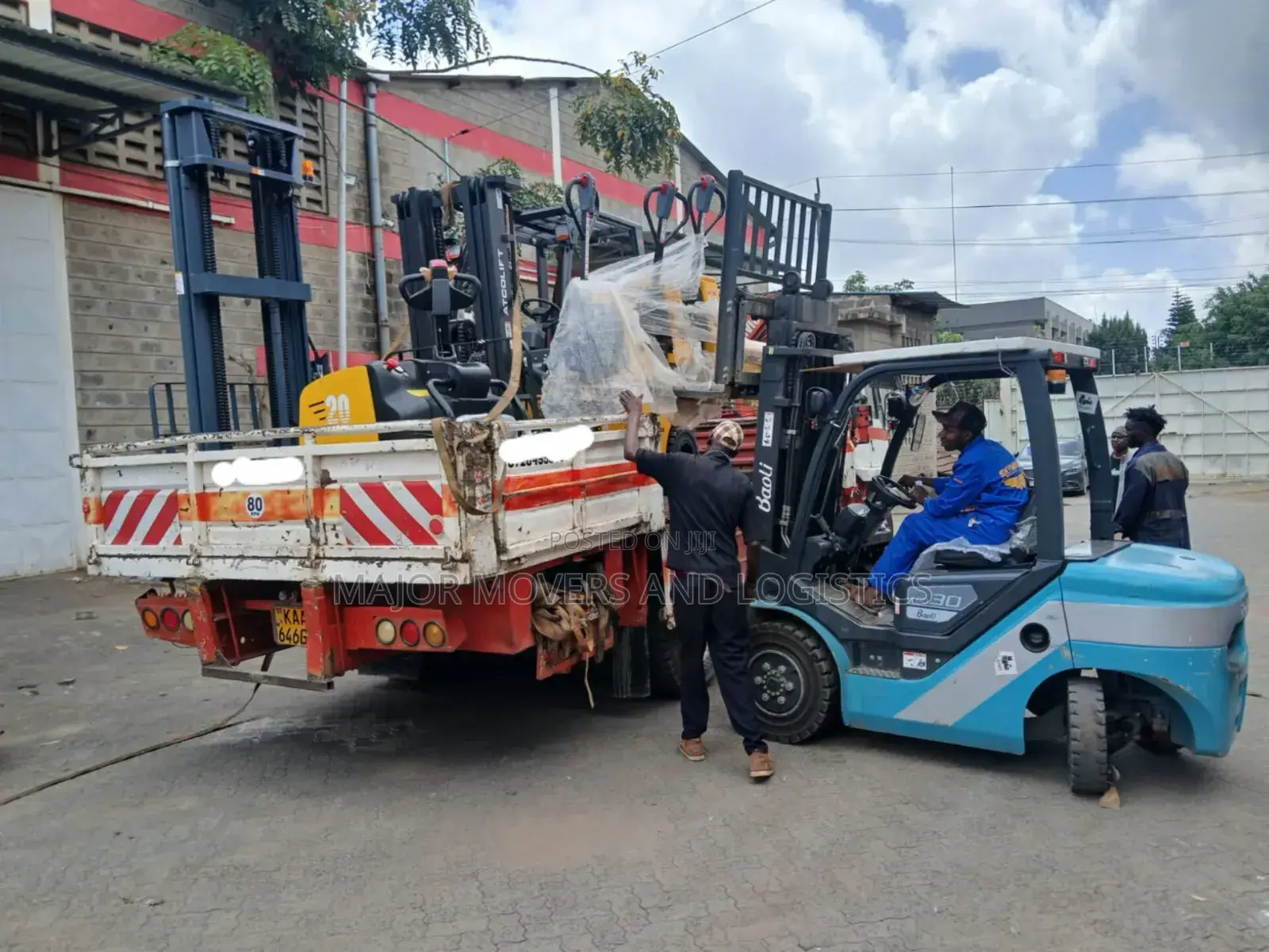Trailer With Crane Ready for Transportation and Hoisting
