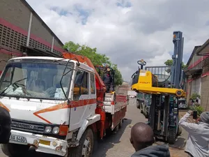 Flatbed Trailer With Crane Are Ready for Cross Country Delivery