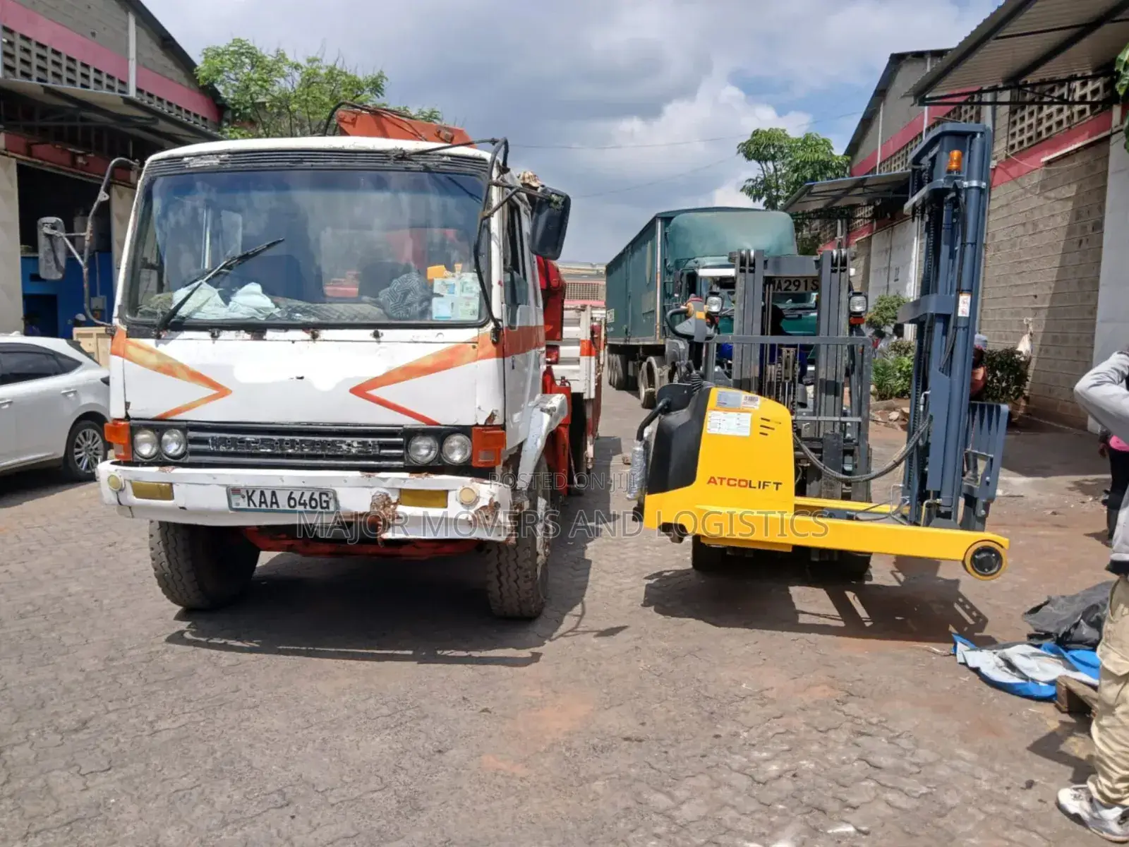 Flatbed Trailer With Crane Are Ready for Cross Country Delivery