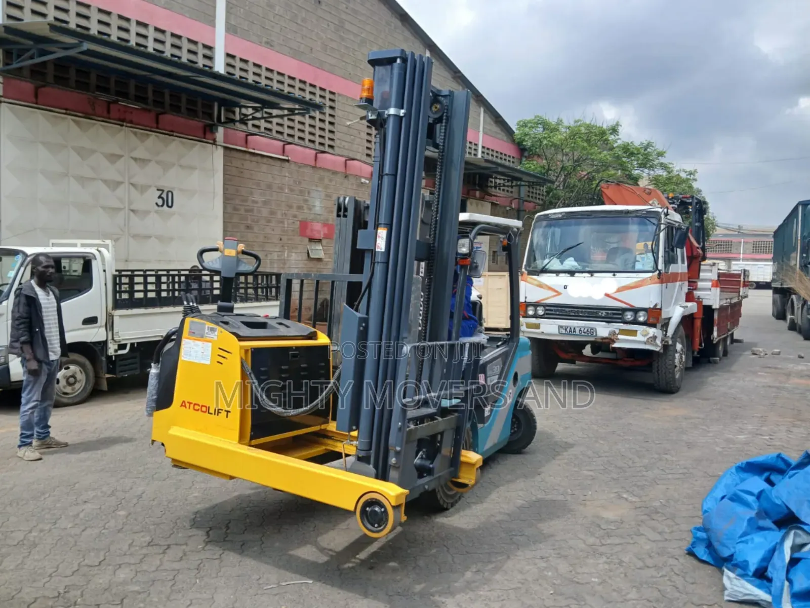 Flatbed Trailer With Crane Are Ready for Cross Country Delivery