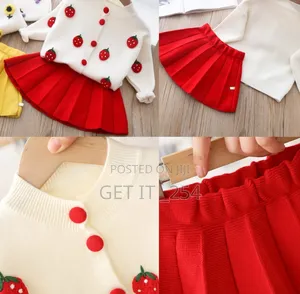 *Girls Red Long Sleeve Knitting Skirt Set*