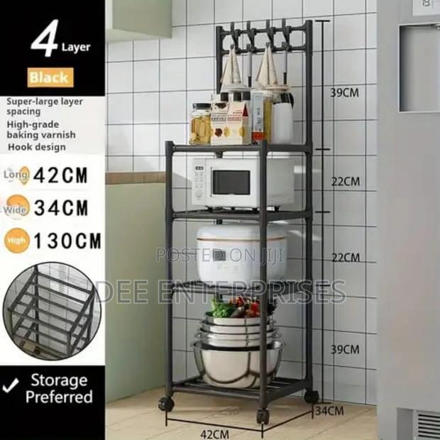 Detachable 4 Layer Trolley 4 Hook Storage Rack