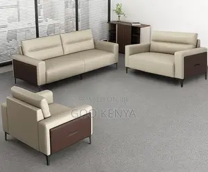 Home/Office Sofa Set; Modern Lounge Leather Wood Office Sofa