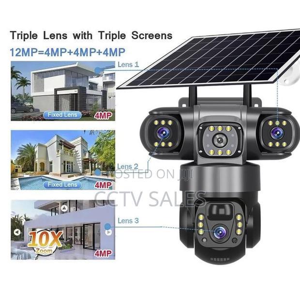 V380 Triple-Lens Solar-Powered PTZ 4g Solar Powered Triple Lens PTZ