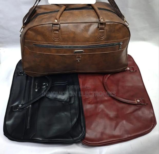 Leather Large Travel Duffle Bag - thumbnail 3