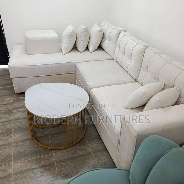 Cream White L Shaped Sofa