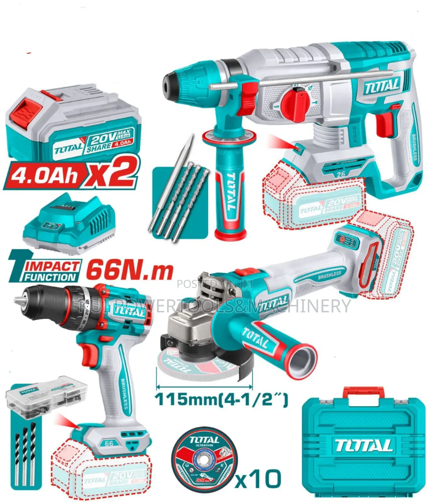 Total 3 PCS Cordless Combo Kit/ Total Combo Toolkit