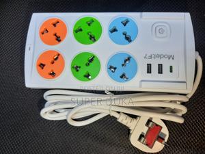 Heavy Duty 6-Way Extension Cable.Usb Ports Type-C Port.F7 Us Sockets