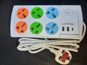 Heavy Duty 6-Way Extension Cable.Usb Ports Type-C Port.F7 Us Sockets