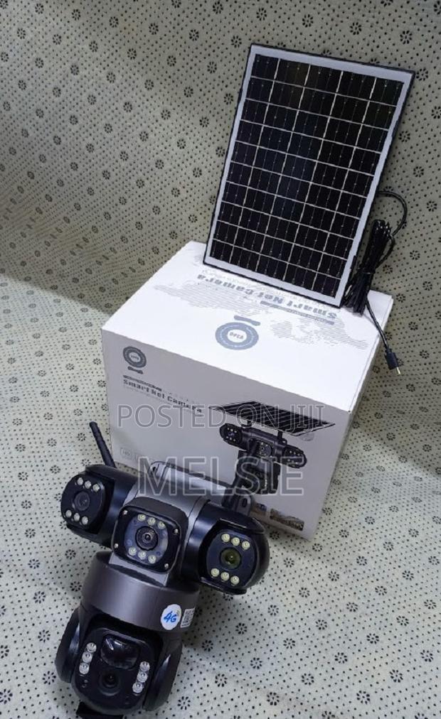 4g V380 Three Lens Outdoor Surveil CCTV Camera PTZ 360 Solar Light