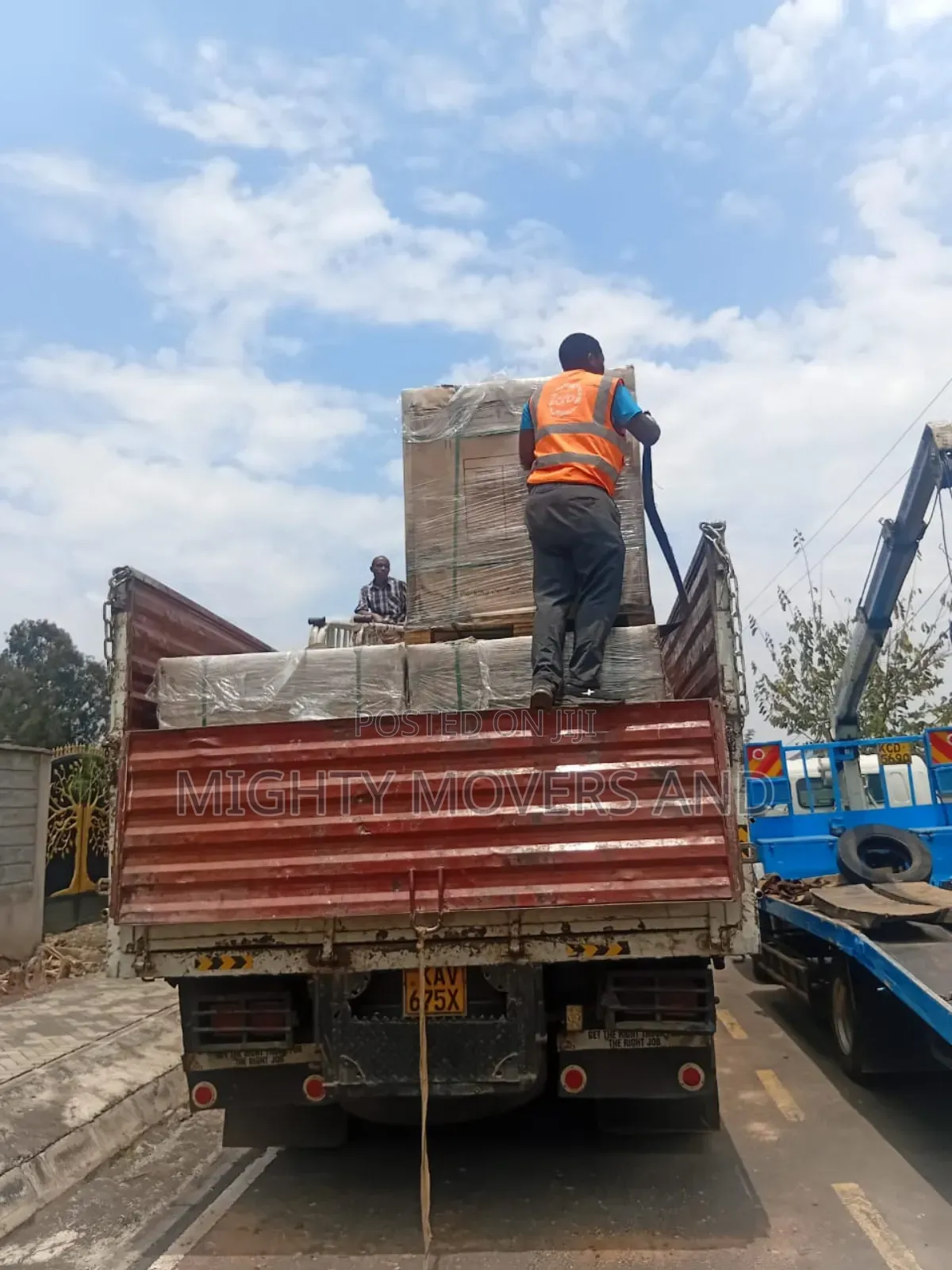 Flatbed Trailer With Crane Are at Hand for Cross Country Delivery