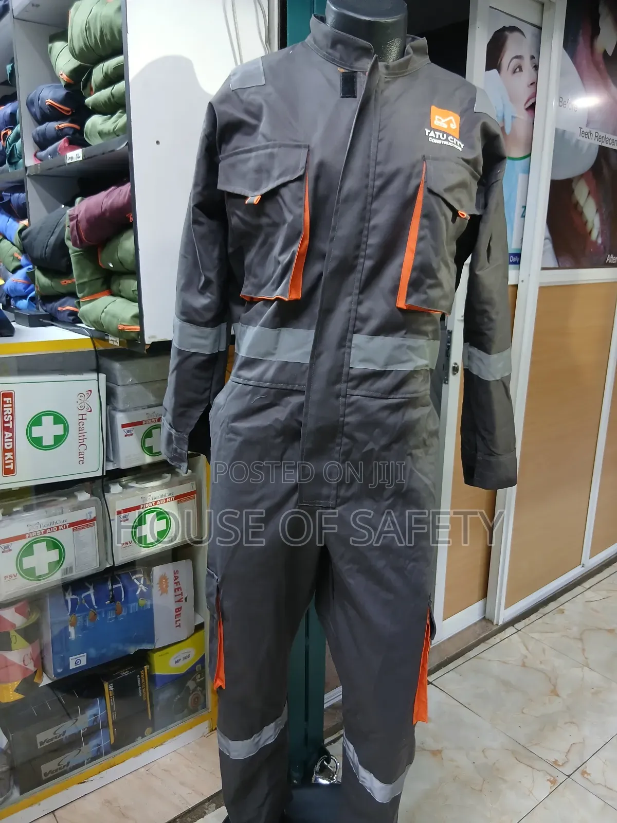 Industrial Reflective Cargo-Style Pockets Overall