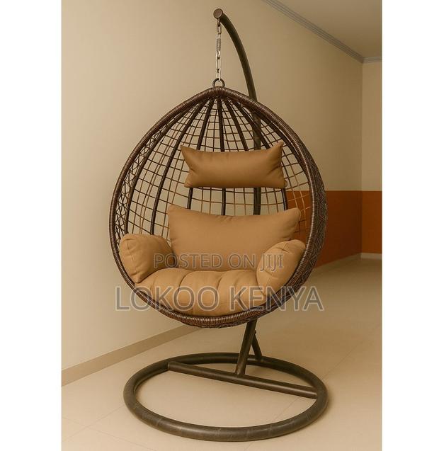 Swing Chair; Outdoor Rattan Hanging Hammock Swing Chair-Metal Stand