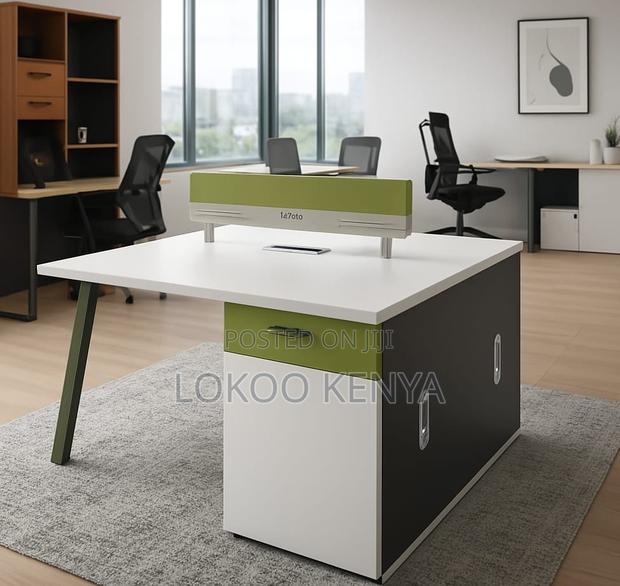 Workstation; 2 Person Face to Face Ergonomic Workstation Desk