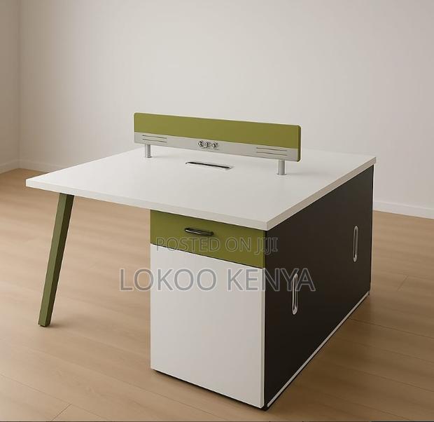 Workstation; 2 Person Face to Face Ergonomic Workstation Desk - thumbnail 2