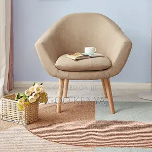 Home Chair; Stylish Cotton Fabric Accent Sofa With Durable Wooden Legs