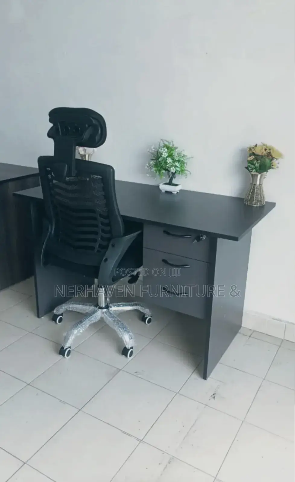 Study Office Desk & Headrest Office Chair