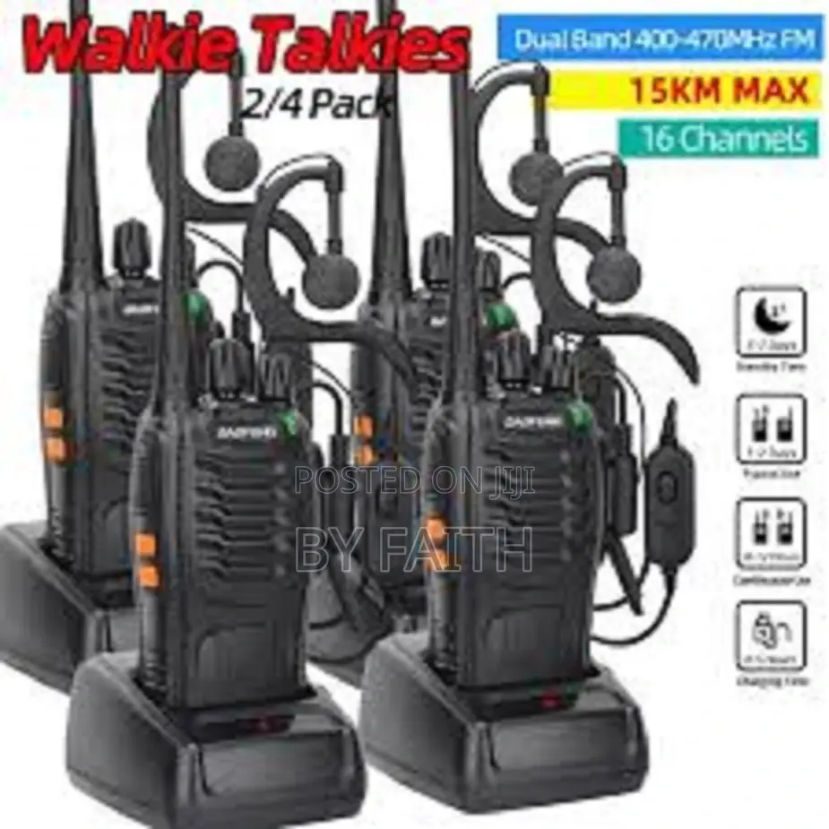 Baofeng Bf-888s Walkie Talkie Handheld 3-5km Range 2-Way Radios- Pair