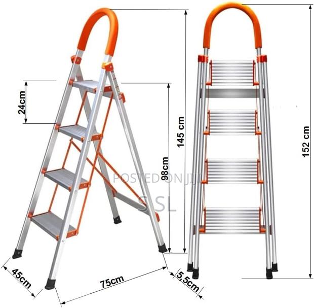 Folding Aluminium Ladder With PVC Handle 4 Step - thumbnail 2