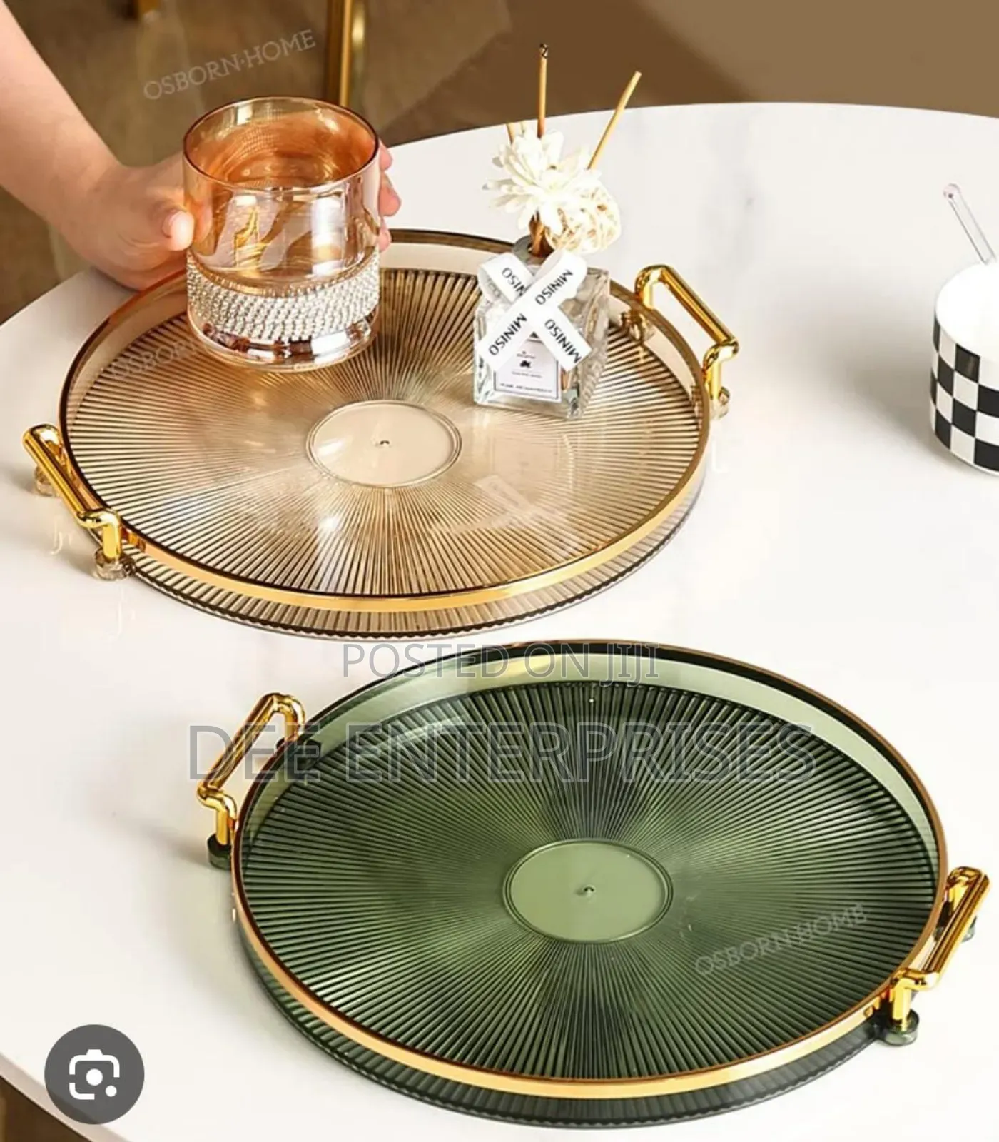 Decorative Acrylic Tray With Golden Handle