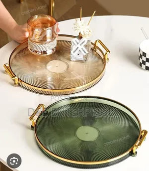 Decorative Acrylic Tray With Golden Handle