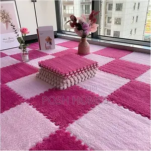 Pink Interlocking Plush Mat Carpets