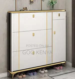 Home Shoe Rack; Modern Hallway Shoe Rack With Flip-Drawer Wood Finish