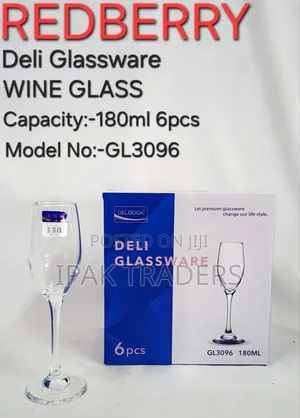Redberry Premium Range of Crystal Clear Glass Wine Glass 180ml