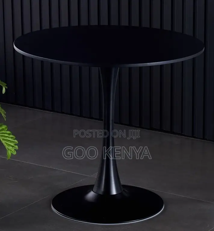 Home Table; Durable Lightweight Black Round Coffee Table for Interiors