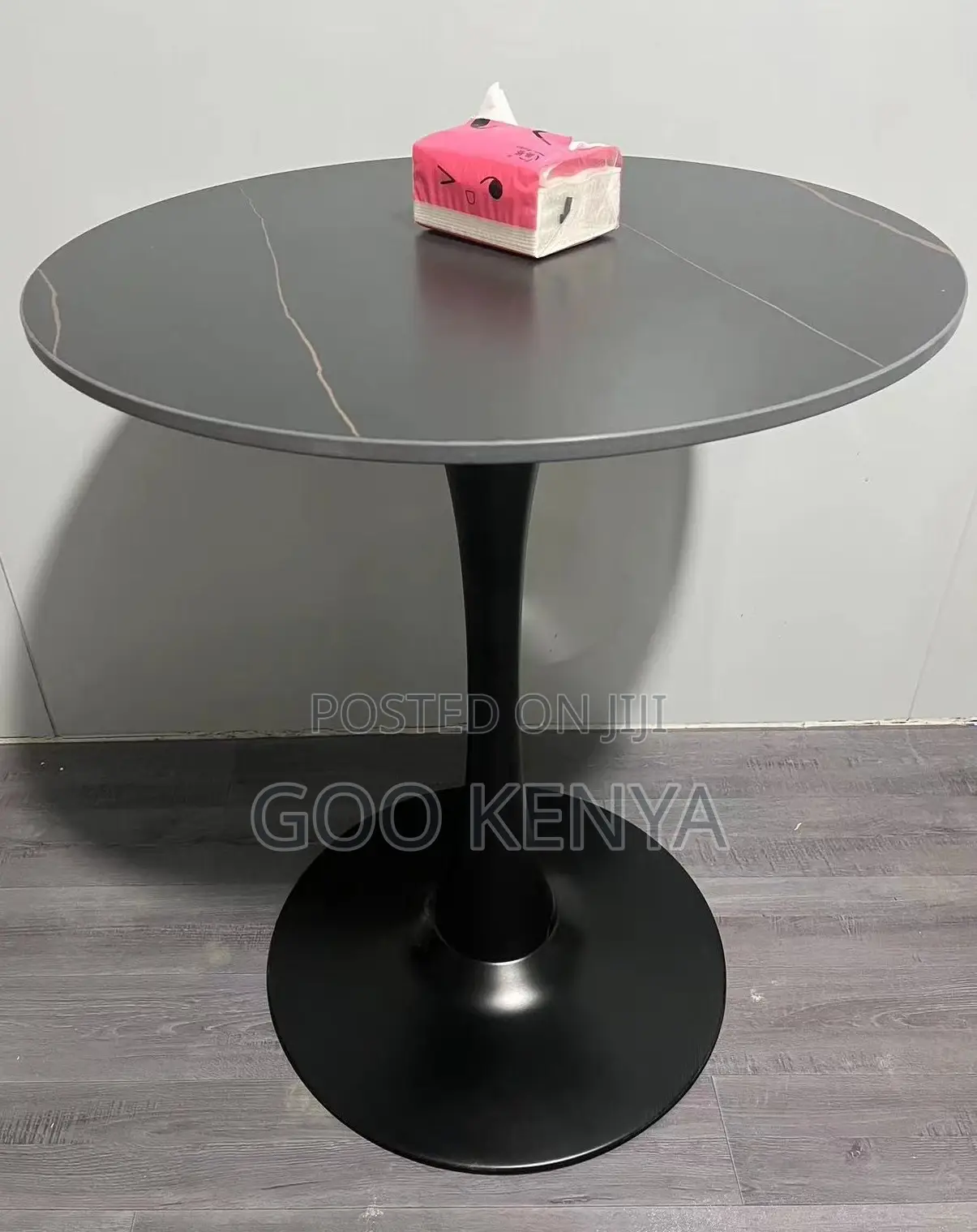Home Table; Durable Lightweight Black Round Coffee Table for Interiors
