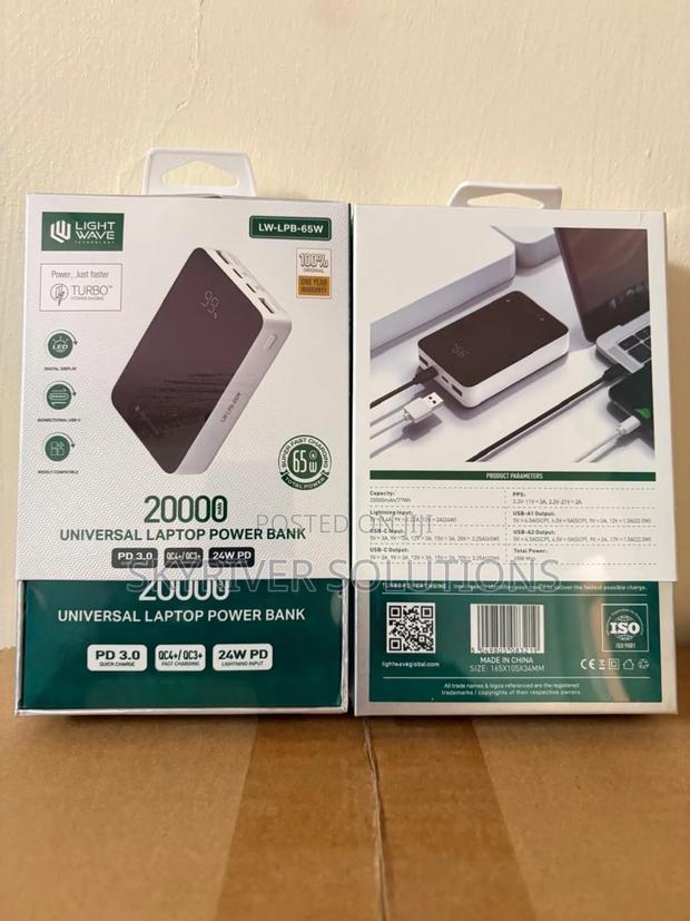 Lightwave Universal Laptop Power Bank 20000mah | 65w Fast Charging - main view
