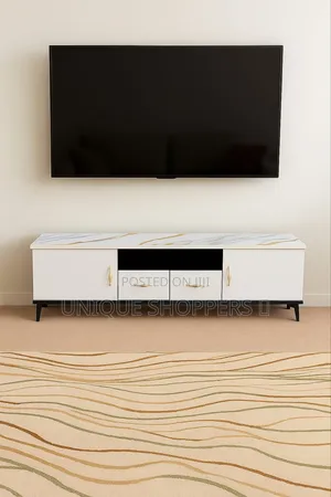 Wooden Tv Cabinet With Marble Effect