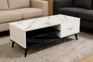 Matching Wooden Coffee Table With Marble Effect