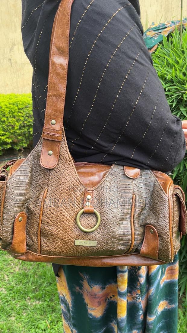 Elegant Brown Faux Leather Shoulder Bag